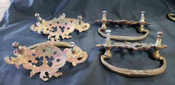 6 Solid Brass Ornate Victorian Filigree Drawer Pulls 4 3/8" x 2 1/2" GS00979