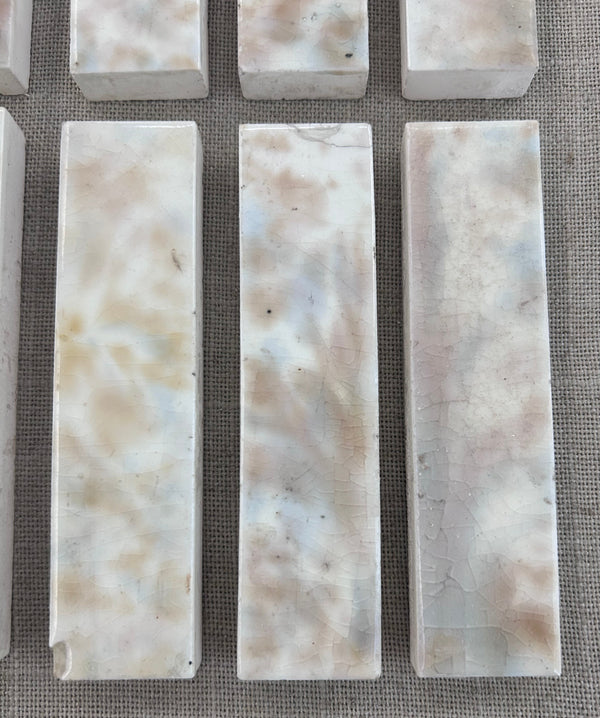 76 Vintage 4"x  1" Mottled Glazed Fireplace Tiles GS010946