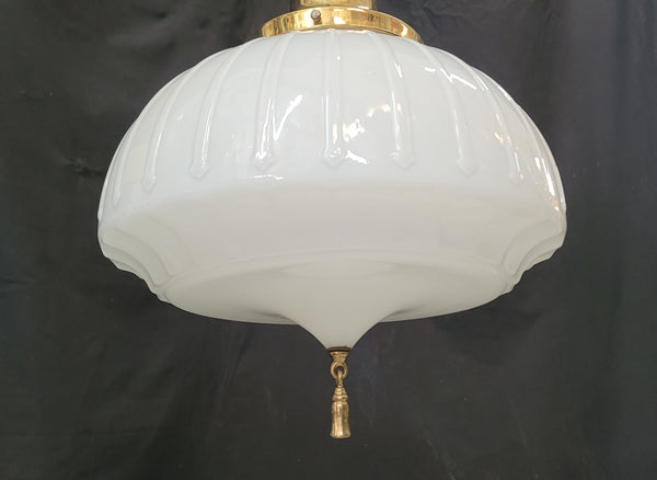 Restored Flush Mount Pendant Light Fixture w/ Textured Globe 15" x 39" GS01000