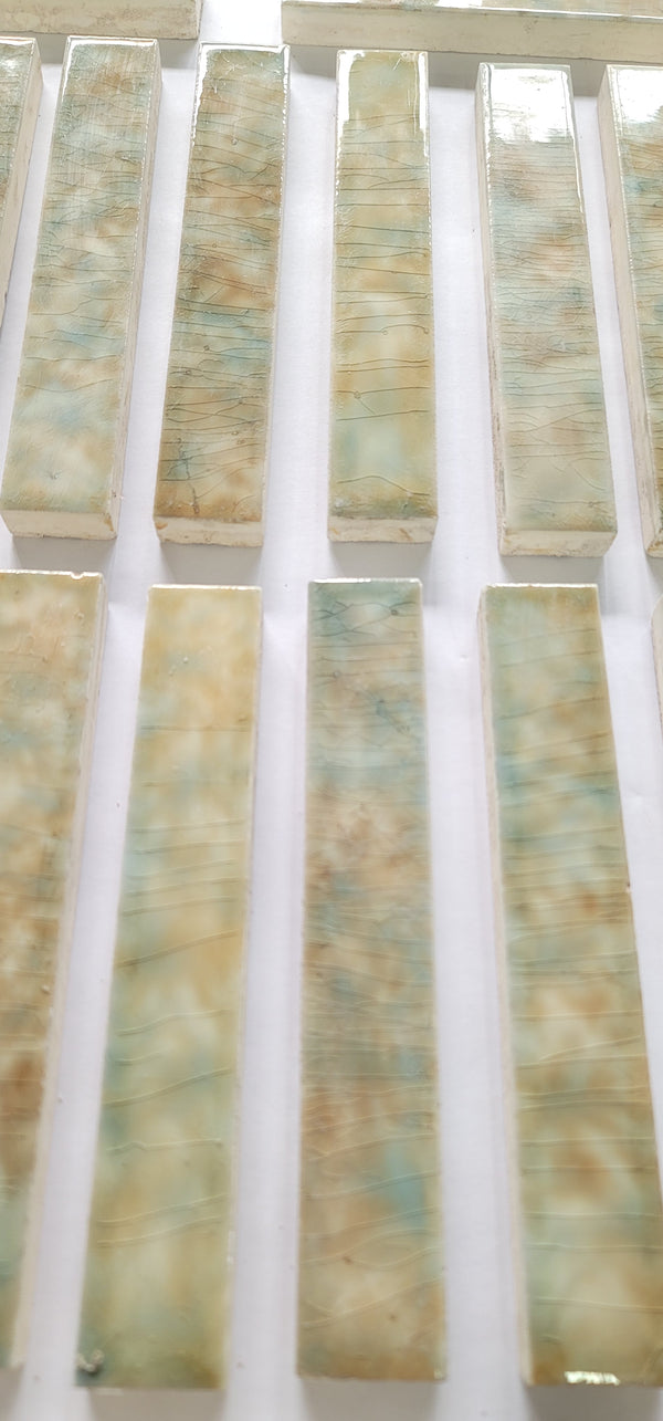 Vintage Lot 49 Trent Co. Pastel Ceramic Glazed Fireplace Tiles 6" x 1" GS00671
