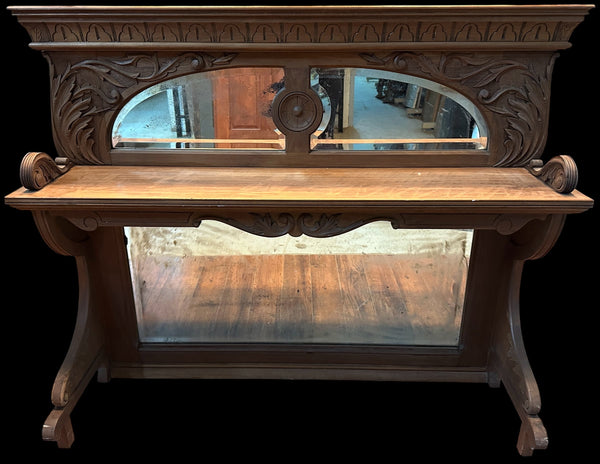 Arts&Crafts Style 2-Tiered Mantle Top w/ Mercury Glass Mirrors GA20380