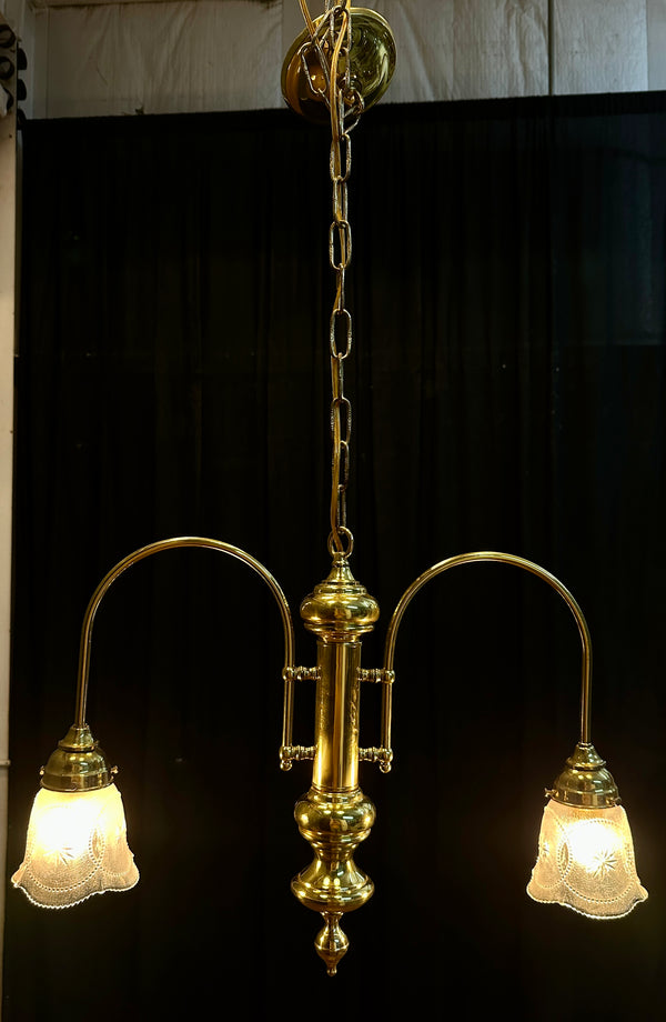 Vintage Brass 2-Arm Chandelier - 14" T x 18" W - GA21030