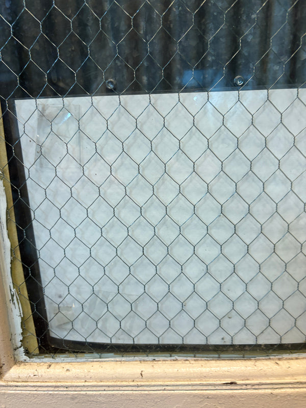 Pair of Steel Cladded Doors w/ Vintage Chicken Wire Glass GS6098