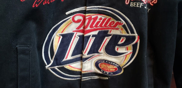 2004 Rusty Wallace Miller Lite Embroidered Black Racing Jacket Size M GS00727
