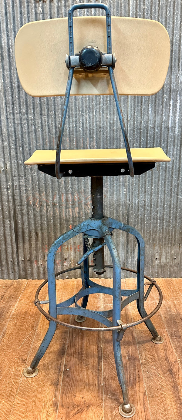 Vintage Toledo Metal Furniture Co. Work Stool w/ Backrest GA20532