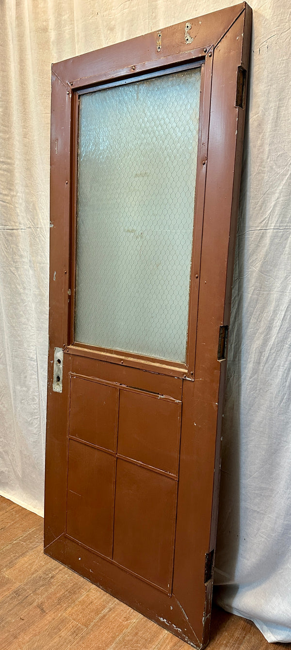1-Pane Steel-Clad Patchwork Door w/ Striated Chicken Wire Glass GA20562