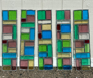 Vintage 5-Pc Set of Stained Glass Window Panels GA20703