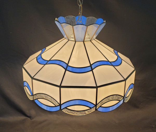 Stained Glass Ceiling Light w/ Cobalt Blue & Florentine Glass Trim GS00882