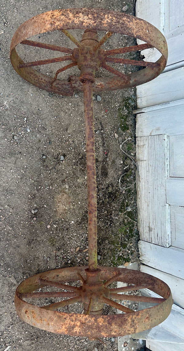 Antique Cast Iron Wagon Wheel & Axle Assembly GA20954