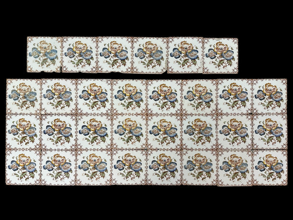 Set of Victorian Majolica Style Ceramic Tiles - Made in England GA20786