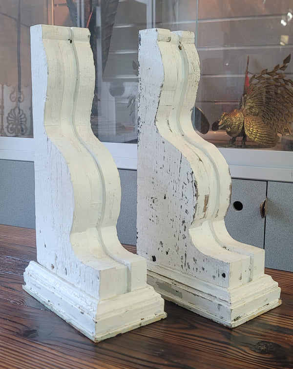 Pair of 3 Layered Wooden Corbels 16" T x 8 1/2" D x 4 3/4" W GS00940