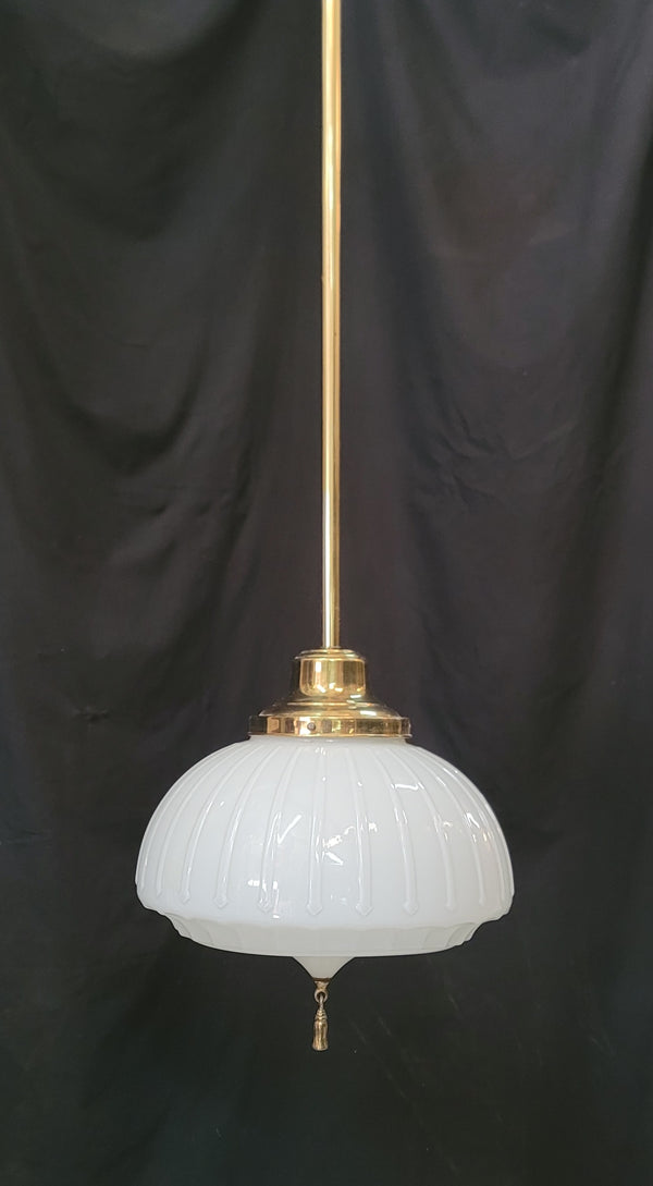 Restored Flush Mount Pendant Light Fixture w/ Textured Globe 15" x 39" GS01000