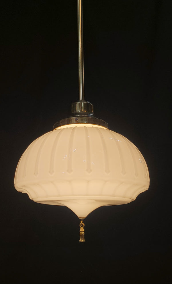 Restored Flush Mount Pendant Light Fixture w/ Textured Globe 15" x 39" GS01000