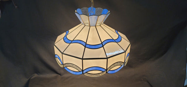 Stained Glass Ceiling Light w/ Cobalt Blue & Florentine Glass Trim GS00882