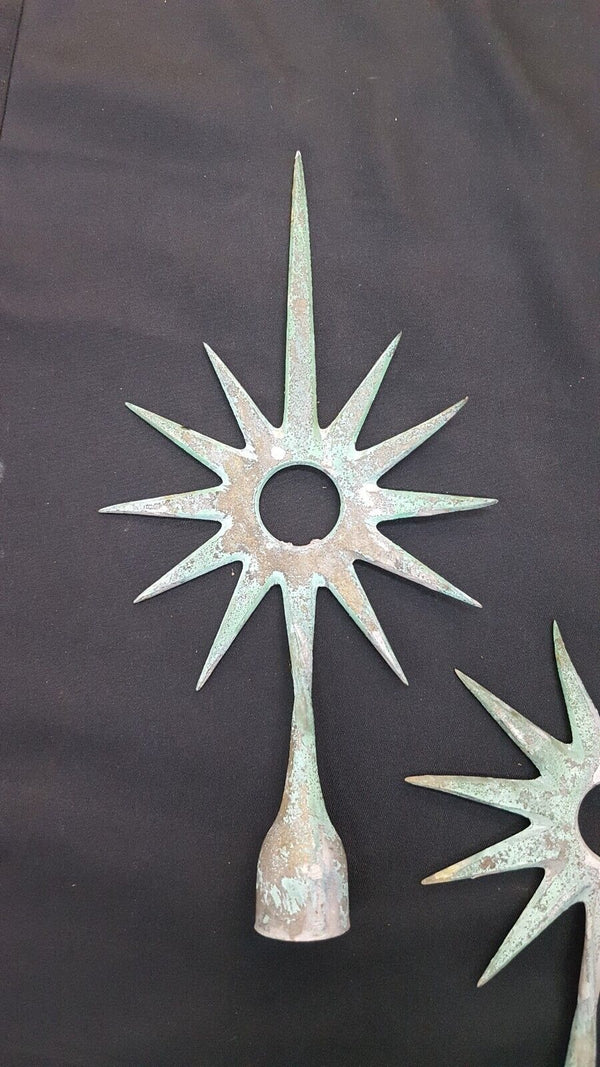 Set of 3 Vintage Bronze Starburst Lightening Rod Finials