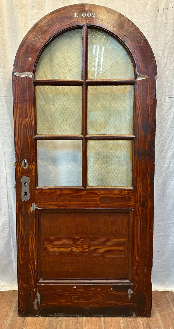 Arched 4-Pane Faux Wood Steel Doors w/ Chicken Wire Glass GA20574