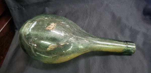 Vintage Hand Blown Torpedo Round Bottom Glass Bottle 10 1/4" x 4 1/2" GS00895