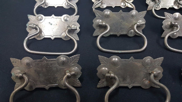 Architectural Salvage Silver Toned Leaf Point Design Pull Handles Set of 17
