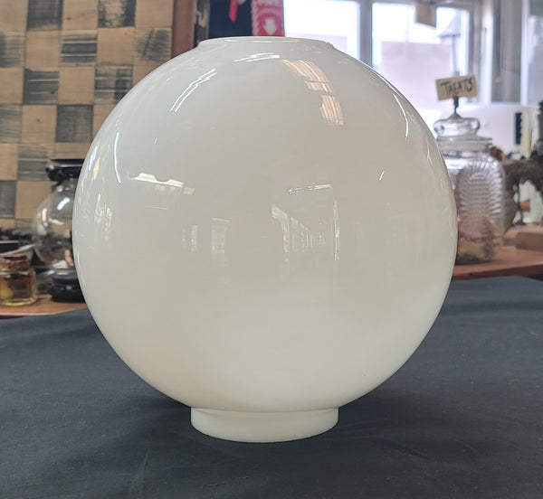 Vintage 9" Round White Hurricane Globe with 3 3/4" Fitter GS00731