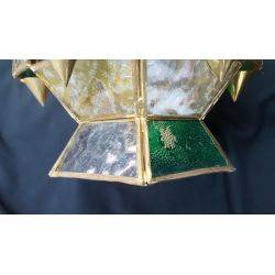 Multi-colored Textured Glass Lantern Chandelier with Chain & Ceiling Mount GA21074