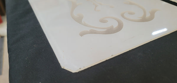 Pair of Victorian White Cased Etched Glass Panels 9 5/8" x 24" GS00785
