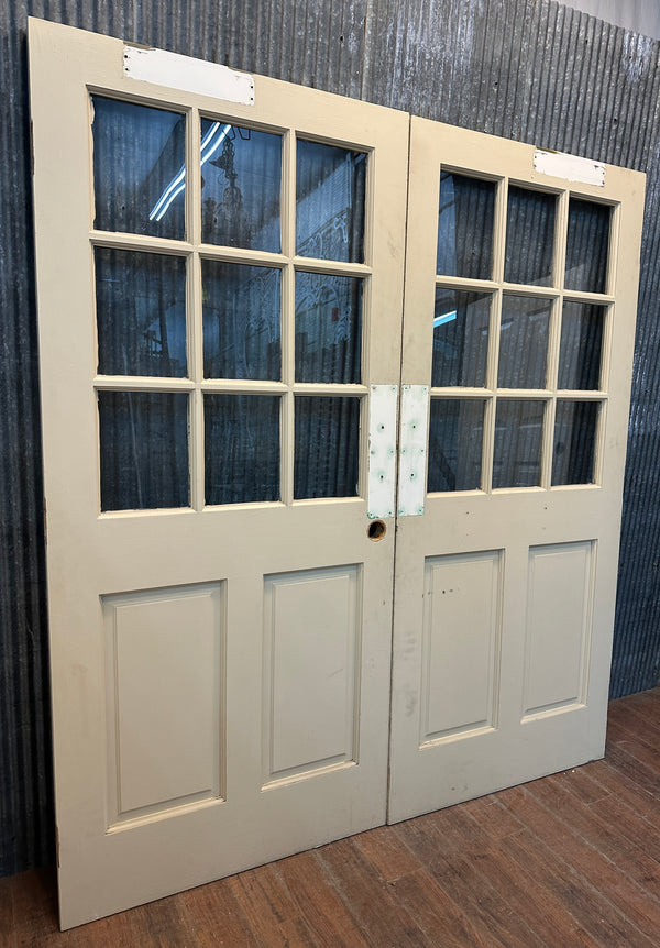 Pair of 9-Pane Raised Paneled Double Doors GA20727