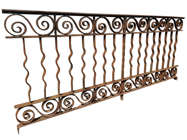 Antique Wrought Iron Fencing Panel - 68" Long x 31" Tall - GA21021