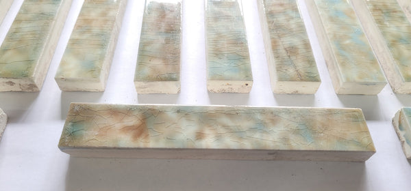 Vintage Lot 49 Trent Co. Pastel Ceramic Glazed Fireplace Tiles 6" x 1" GS00671