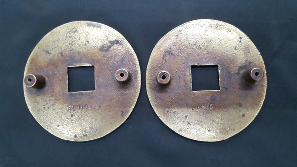 Pair of Hand Crafted Round Solid Brass Asian Design Back Plates