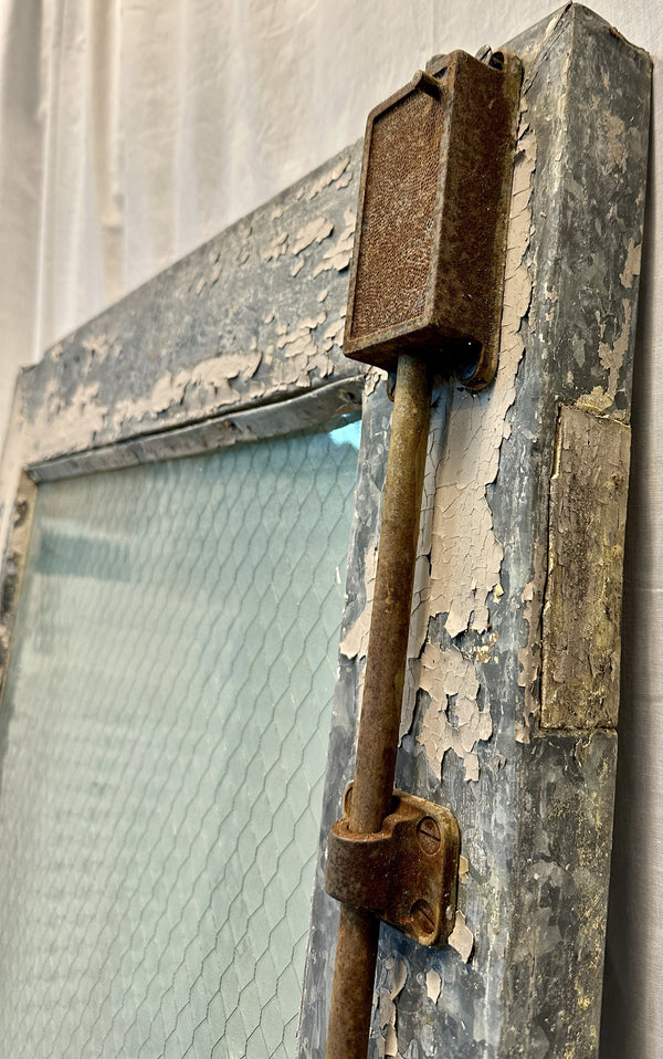 1-Pane Steel Door w/ Chicken Wire Glass & Push Bar GA20551