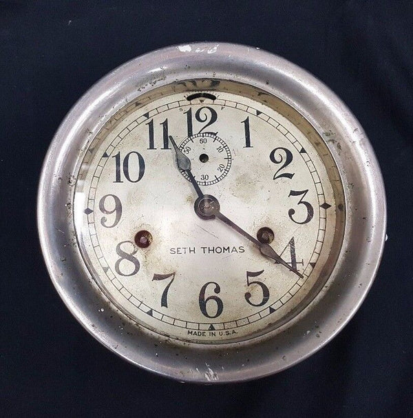 1945 Seth Thomas Maritime Ships Porthole Clock with Key GS00719