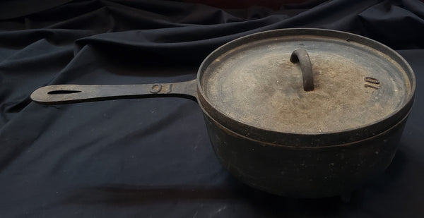 1800's Martin Cast Iron Spider Skillet #10 with Lid GS01078