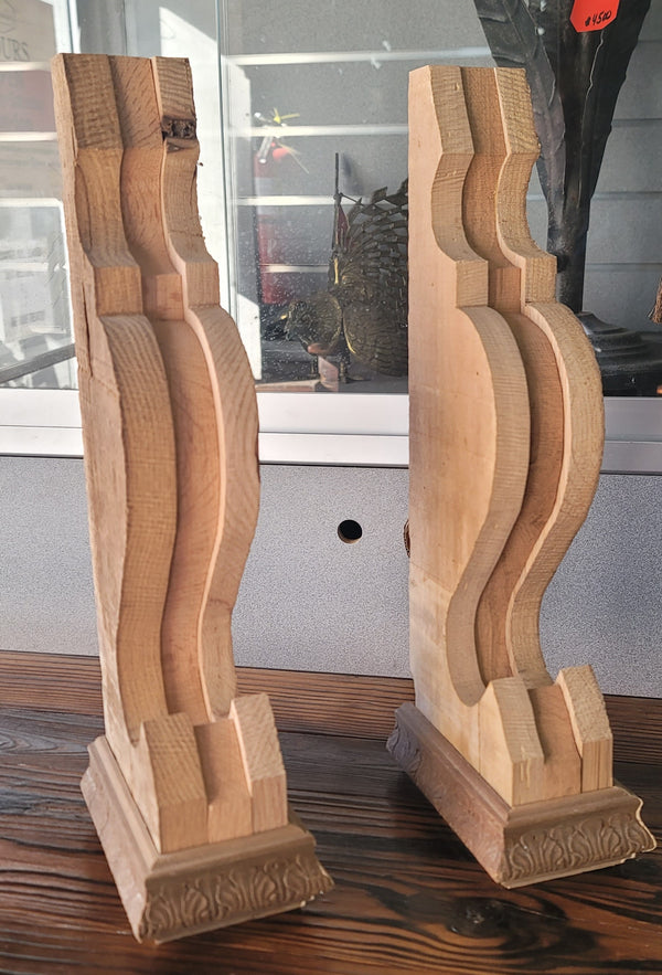 Pair of 3 Layered Wooden Corbels 16 1/2" T x 6 1/4 D x 3 3/4" GS00941