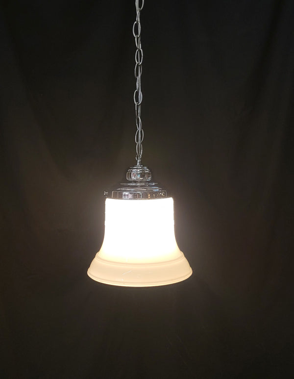 Restored Art Deco Pendant Light w/ Bell Shaped Bullseye Shade GS01056