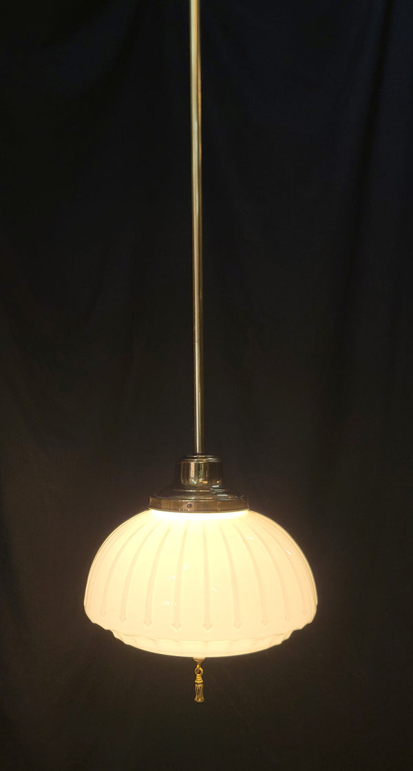 Restored Flush Mount Pendant Light Fixture w/ Textured Globe 15" x 39" GS01000