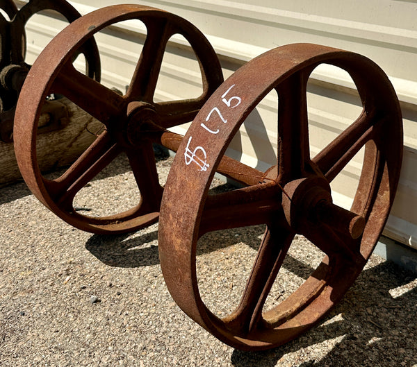Pair of Industrial Cast Iron Cart Wheels GA20948