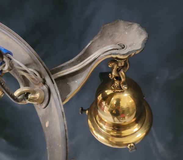 Restored Ornate Victorian 8 Light Brass Pan Chandelier 21" x 37" GS00980