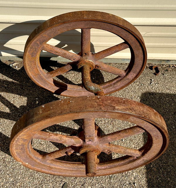 Pair of Industrial Salvage Hit & Miss Machine Wheels GA20916