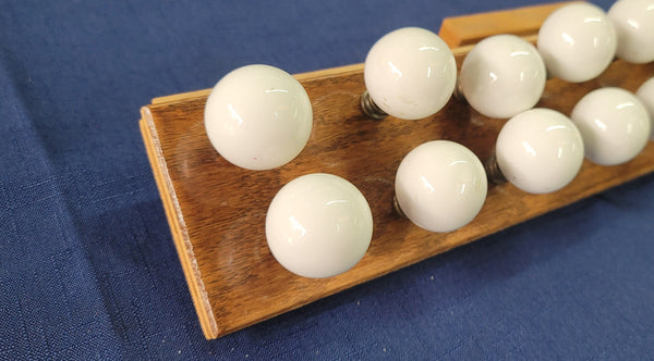 Vintage Set of 16 White Round Porcelain & Brass Knobs w/ Screws GS00668