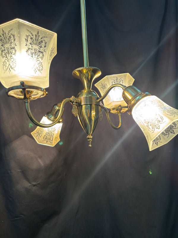 Antique Solid Brass 4-Light Chandelier GA21163