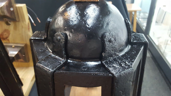 Restored Cast Iron Lantern Sconces w/ Wavy Glass 17 1/2" x 10 1/2" GA704