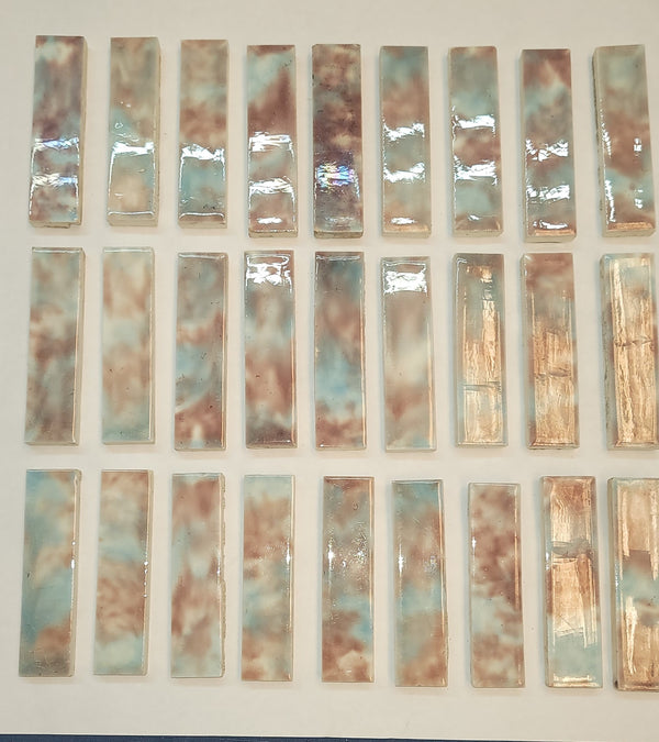 Vintage Lot of 27 Trent Mottled Ceramic Fireplace Tiles 4 1/4" x 1" GS00679