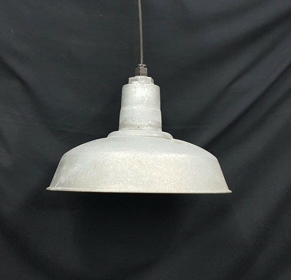 Industrial Gray Galvanized Hard Wired Metal Pan Ceiling Light 14" x 9" GS00753