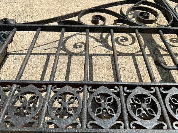 Antique Iron Entryway Gates w/ Ornate Cast Iron Posts GA20318