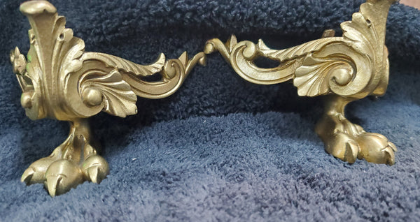 Ornate Solid Brass Claw Foot Furniture Feet w/ Feathers 3 5/8"x 2 5/8" GAM04