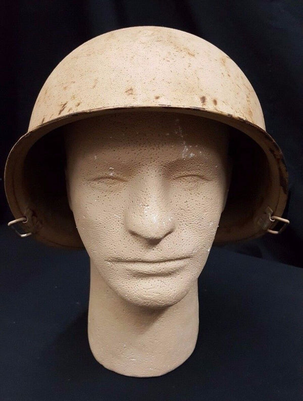 WWII U.S. M 1 Camo Tan Swivel Bale Rear Seam Steel Combat Helmet GS01003