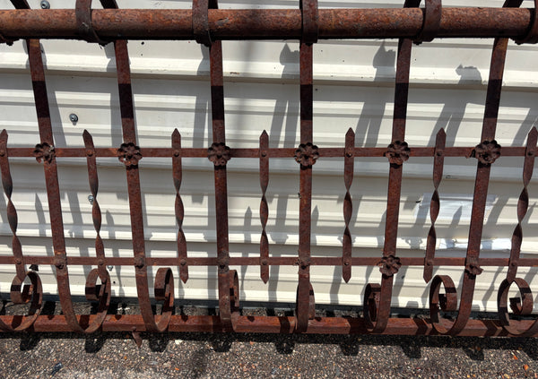 32 Feet of Iron Fence Panels with Pressed Tin Rosettes GA21366