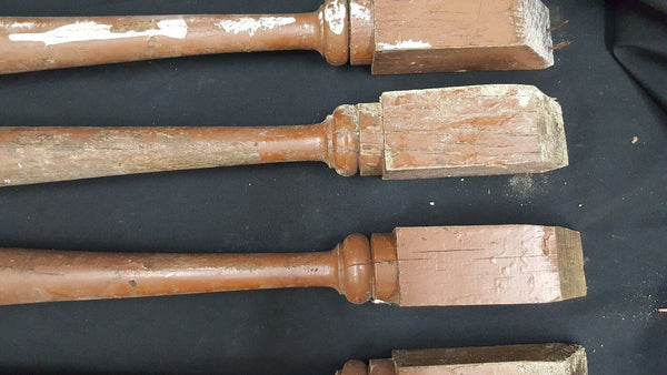 Architectural Salvage 4 Wooden Spindles Balusters With Triple Collars