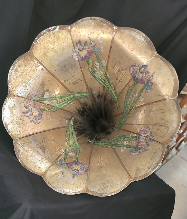 Large Phonograph Gramophone Brass Floral Horn 32" T x 23 1/2" W GS01018