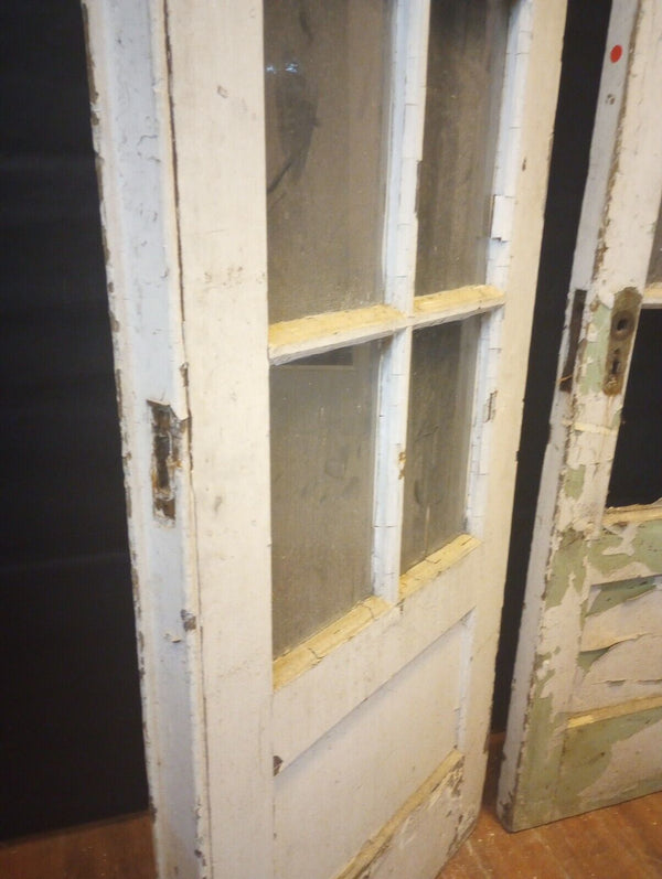 Pair of 8 Pane & Wood Narrow Exterior French Doors 24" x 79 1/2" GA-S037